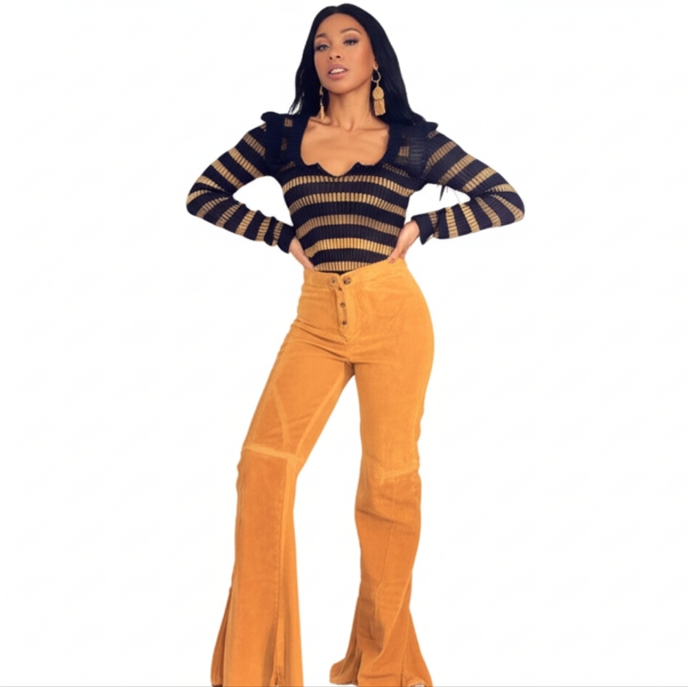 Guess Tan Leather Flare Pants